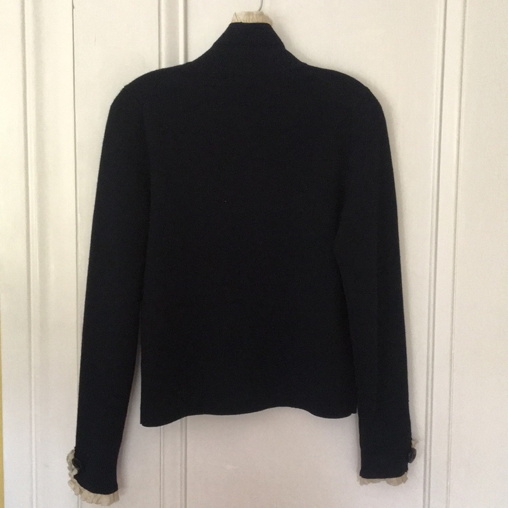 Navy Knit Jacket with Ruffled Detail - Picture 6 of 6